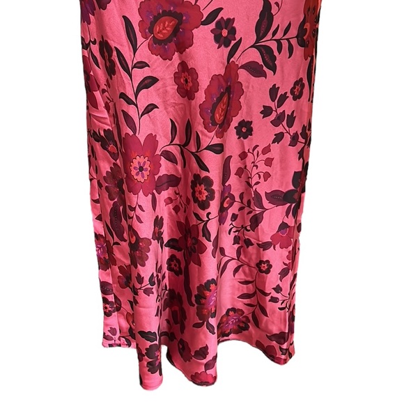NWT House of Harlow 1960 Pink Floral Satin Midriff Cutout Slip Midi Dress - M - Picture 9 of 12